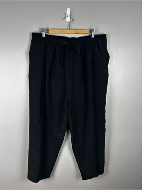 Vintage 100% Silk Drawstring Pants Black Size XL Straight Leg Relaxed Minimal